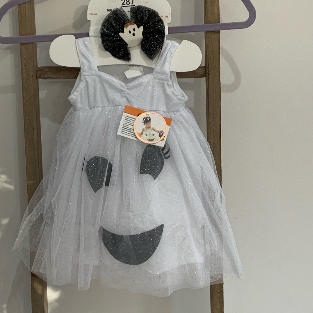 So’Dorable Halloween Light Up Ghost TuTu Costume Headband Size 12 Months NWT